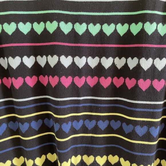 Talbots Knit Sleeveless Tank Top Size XL Retro 80s Rainbow Hearts Lagenlook - Picture 2 of 6